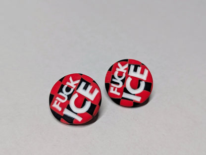 FUCK ICE Pin - Red Checks